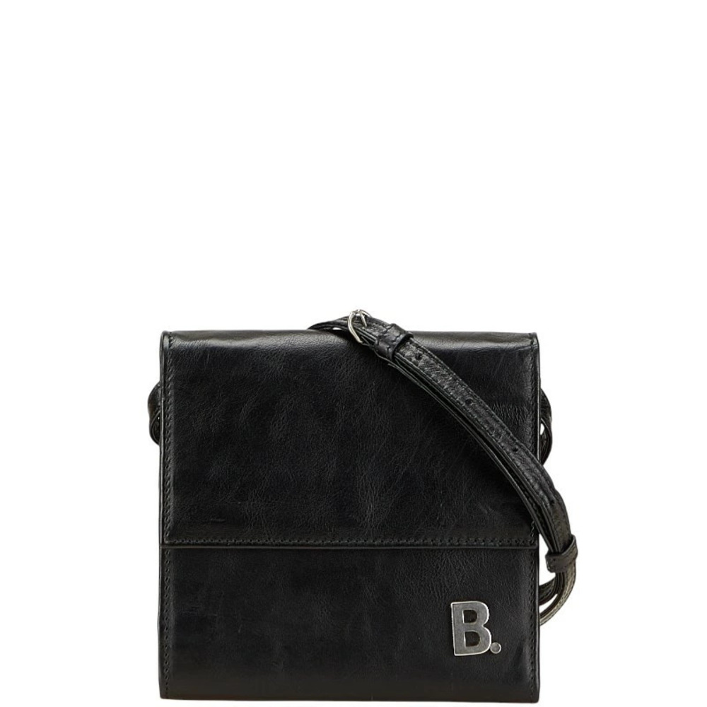 Balenciaga trifold wallet shoulder black leather - Picture 1 of 6